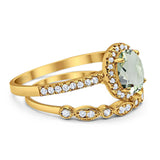 Two Piece Oval Natural Stone Bridal Ring