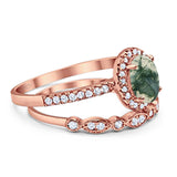 Two Piece Oval Natural Stone Bridal Ring