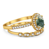 Two Piece Oval Natural Stone Bridal Ring