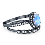 Two Piece Oval Natural Stone Bridal Ring