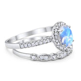 Two Piece Oval Natural Stone Bridal Ring