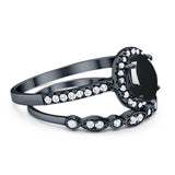 Two Piece Oval Natural Stone Bridal Ring