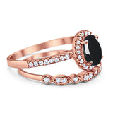 Two Piece Oval Natural Stone Bridal Ring