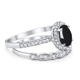Two Piece Oval Natural Stone Bridal Ring