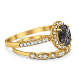 Two Piece Oval Natural Stone Bridal Ring