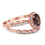 Two Piece Oval Natural Stone Bridal Ring
