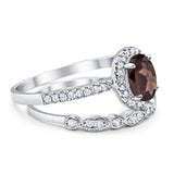 Two Piece Oval Natural Stone Bridal Ring