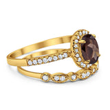 Two Piece Oval Natural Stone Bridal Ring