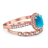 Two Piece Oval Natural Stone Bridal Ring