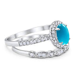 Two Piece Oval Natural Stone Bridal Ring