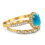 Two Piece Oval Natural Stone Bridal Ring