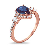 Art Deco Pear Natural Stone Trio Ring