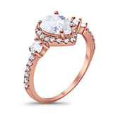Art Deco Pear Natural Stone Trio Ring