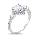 Art Deco Pear Natural Stone Trio Ring