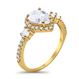 Art Deco Pear Natural Stone Trio Ring