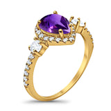 Art Deco Pear Natural Stone Trio Ring