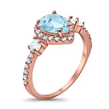 Art Deco Pear Natural Stone Trio Ring