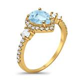 Art Deco Pear Natural Stone Trio Ring