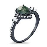 Art Deco Pear Natural Stone Trio Ring