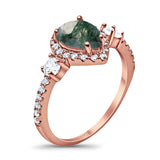 Art Deco Pear Natural Stone Trio Ring