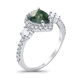 Art Deco Pear Natural Stone Trio Ring