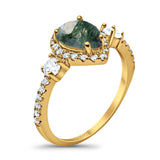 Art Deco Pear Natural Stone Trio Ring