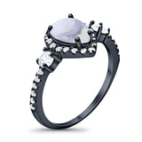 Art Deco Pear Natural Stone Trio Ring