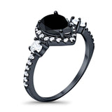 Art Deco Pear Natural Stone Trio Ring