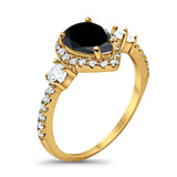 Art Deco Pear Natural Stone Trio Ring