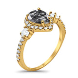 Art Deco Pear Natural Stone Trio Ring