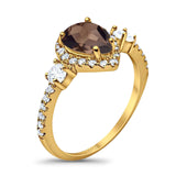 Art Deco Pear Natural Stone Trio Ring