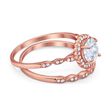 Two Piece Round Natural Stone Flower Ring