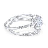 Two Piece Round Natural Stone Flower Ring