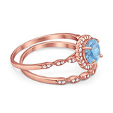 Two Piece Round Natural Stone Flower Ring
