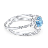 Two Piece Round Natural Stone Flower Ring