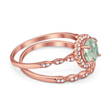Two Piece Round Natural Stone Flower Ring