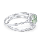 Two Piece Round Natural Stone Flower Ring