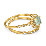 Two Piece Round Natural Stone Flower Ring