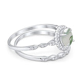 Two Piece Round Natural Stone Flower Ring