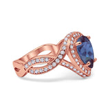 Pear Teardrop Natural Stone Twisted Ring