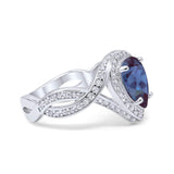 Pear Teardrop Natural Stone Twisted Ring