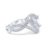 Pear Teardrop Natural Stone Twisted Ring
