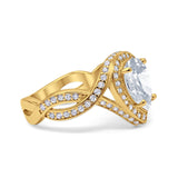 Pear Teardrop Natural Stone Twisted Ring