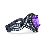 Pear Teardrop Natural Stone Twisted Ring