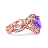 Pear Teardrop Natural Stone Twisted Ring