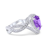 Pear Teardrop Natural Stone Twisted Ring