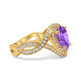 Pear Teardrop Natural Stone Twisted Ring