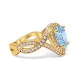 Pear Teardrop Natural Stone Twisted Ring