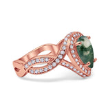 Pear Teardrop Natural Stone Twisted Ring