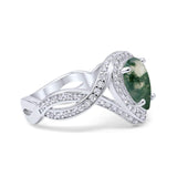Pear Teardrop Natural Stone Twisted Ring